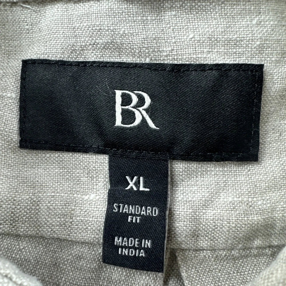 Banana Republic 100% Linen Shirt Men XL Beige Standard Fit Long Sleeve Button Up
